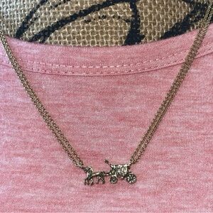 Coach Vintage Gold Horse & Carriage Pendant Necklace